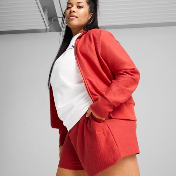 Shorts de 4" de jacquard para mujer Premium Essentials A-Line, Red Fire, extralarge